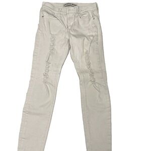 Expresss White Distressed Jeans,Size 4.‎